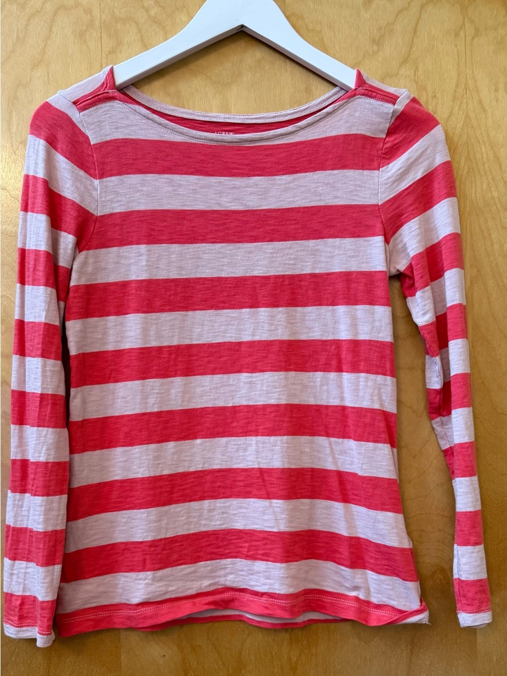 J. Crew on Striped Long Sleeve Tee - Coral & White